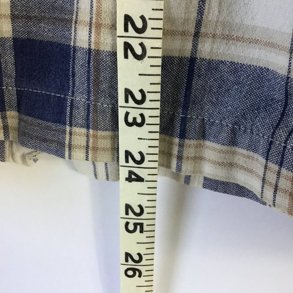 vintage womens jacket shacket 18 20 XL tan blue plaid full zip cotton cropped - Picture 9 of 10